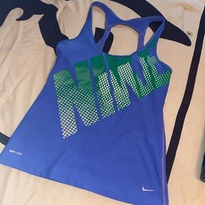 💙 Nike Dri-Fit Built In Bra Racerback Workout Tank top Shirt Gym Fitness Medium